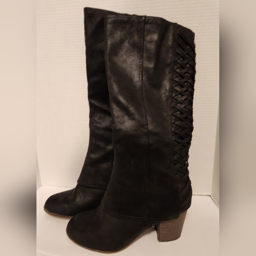 FERGALICIOUS by FERGIE WOMENS TOOTSIE BLACK FAUX SUEDE SIDE ZIP BOOTS Sz 11